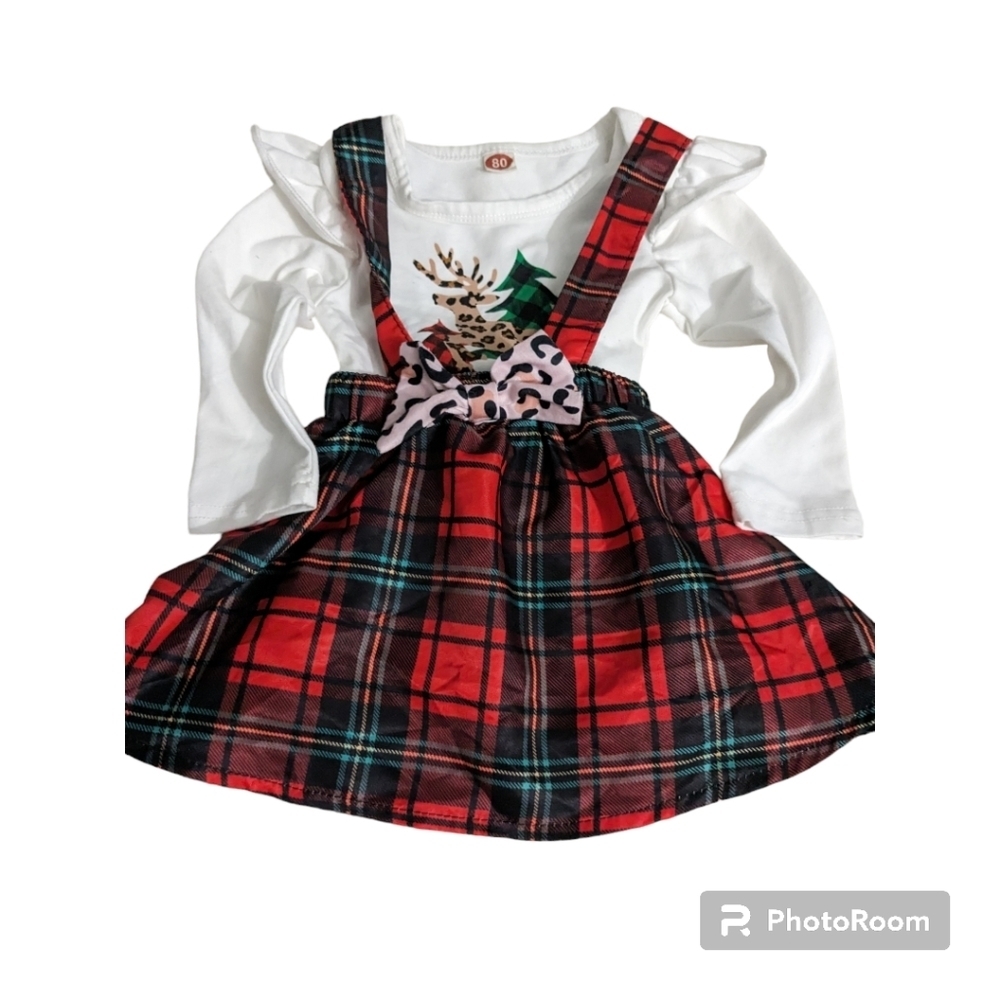 Baby Girl First Christmas Outfit Set. 0-3 months. Red plaid. NWOT